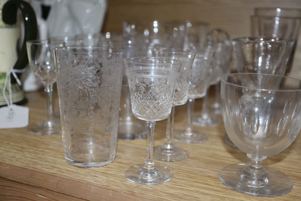A small collection of miscellaneous table glassware